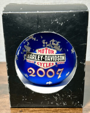 Harley-Davidson Motorcycle 2007 Santa Claus Metallic Blue Christmas Ornament